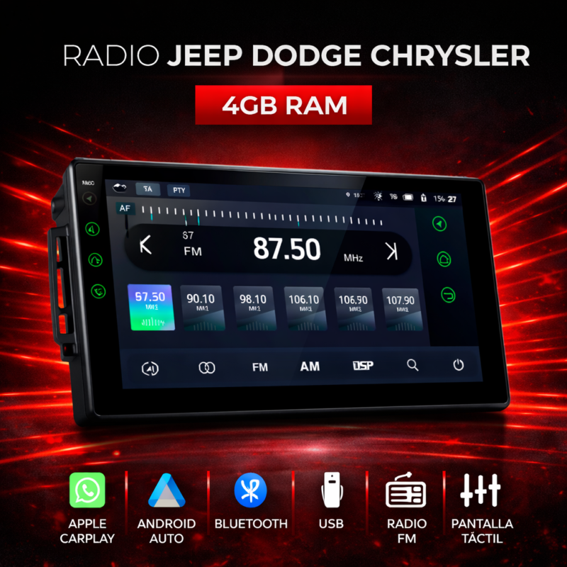 Radio Jeep Dodge Chrysler 7" | 4GB RAM