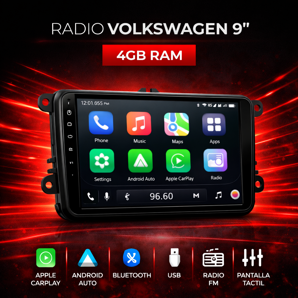 Radio Volkswagen 9" | 4GB RAM